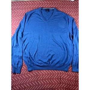 Brooks Brothers 346‎ Supima Cotton V Neck Sweater Men's XL Blue Long Sleeve